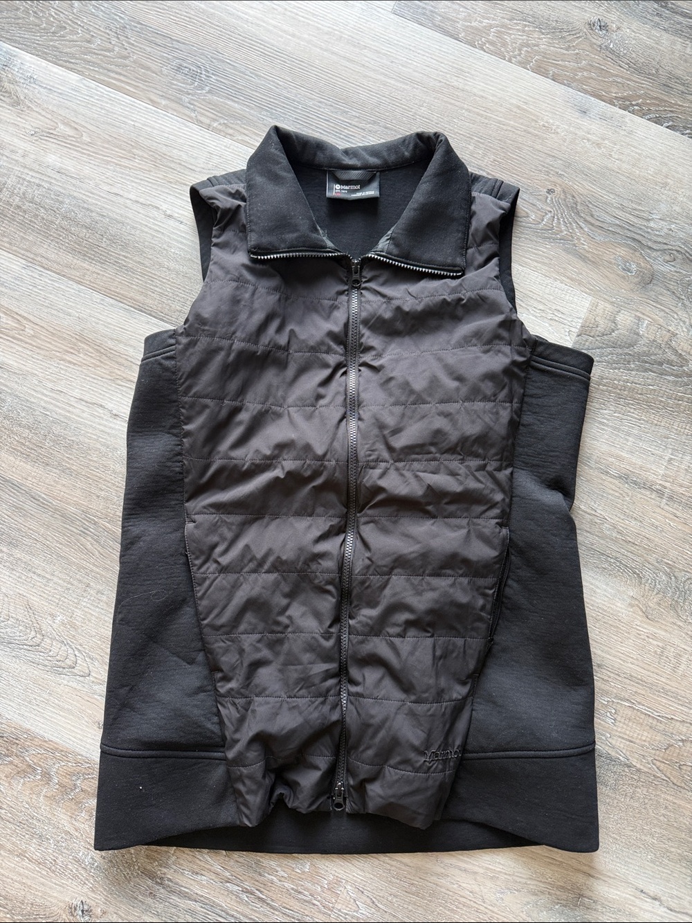 Marmot Men's Black Quilted Hybrid Vest Jacket sz l